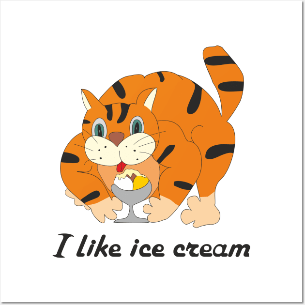 The cat is an ice cream lover Wall Art by Alekvik